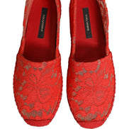 Dolce & Gabbana Red Taormina Lace Espadrille Flats