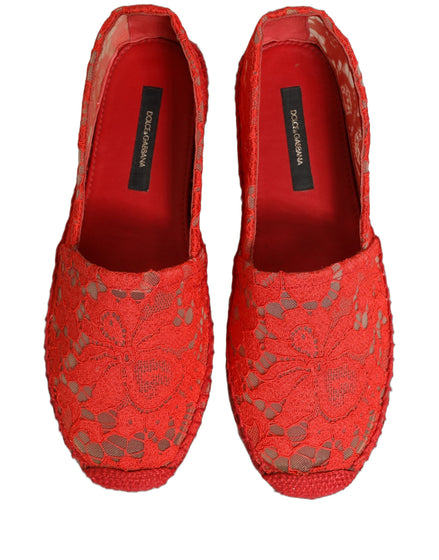 Dolce & Gabbana Red Taormina Lace Espadrille Flats