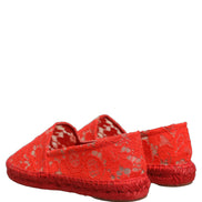 Dolce & Gabbana Red Taormina Lace Espadrille Flats