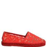 Dolce & Gabbana Red Taormina Lace Espadrille Flats