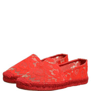 Dolce & Gabbana Red Taormina Lace Espadrille Flats
