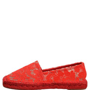 Dolce & Gabbana Red Taormina Lace Espadrille Flats