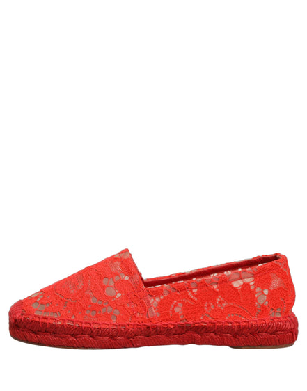 Dolce & Gabbana Red Taormina Lace Espadrille Flats