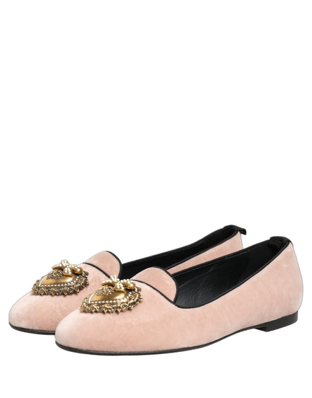 Dolce & Gabbana Pink Velvet Devotion Loafers