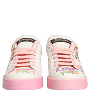 Dolce & Gabbana White Pink Portofino Royal Pig Sneakers
