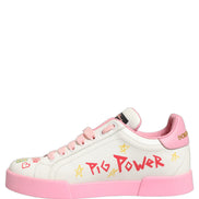 Dolce & Gabbana White Pink Portofino Royal Pig Sneakers