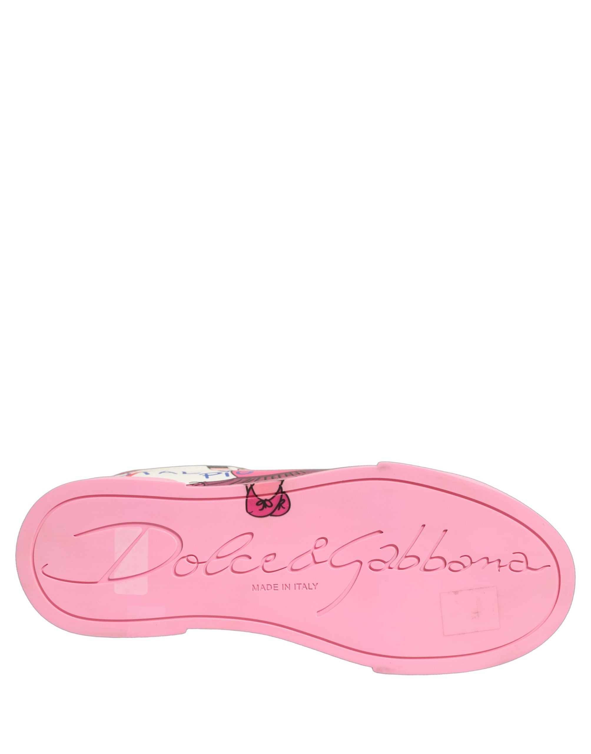 Dolce & Gabbana White Pink Portofino Royal Pig Sneakers