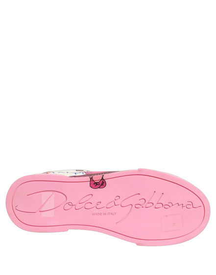 Dolce & Gabbana White Pink Portofino Royal Pig Sneakers