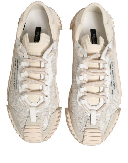 Dolce & Gabbana White Lace NS1 Low Top Sneakers