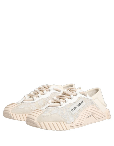 Dolce & Gabbana White Lace NS1 Low Top Sneakers