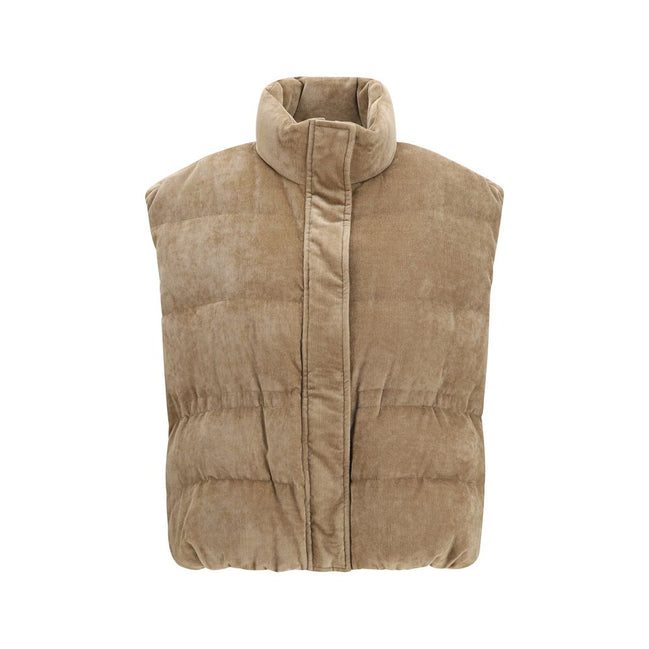 Brunello Cucinelli Beige Viscose Sleeveless Jacket