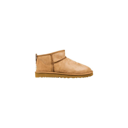 UGG Beige Leather Classic Ultra Mini Ankle Boots