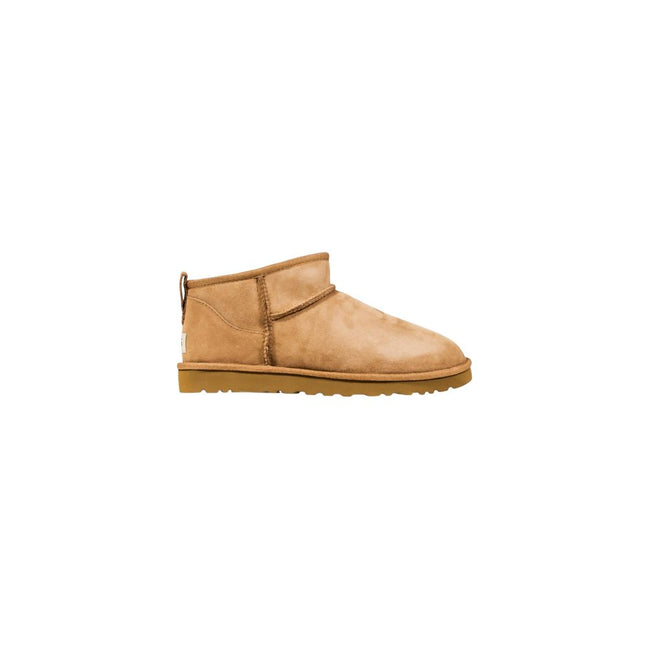 UGG Beige Leather Classic Ultra Mini Ankle Boots
