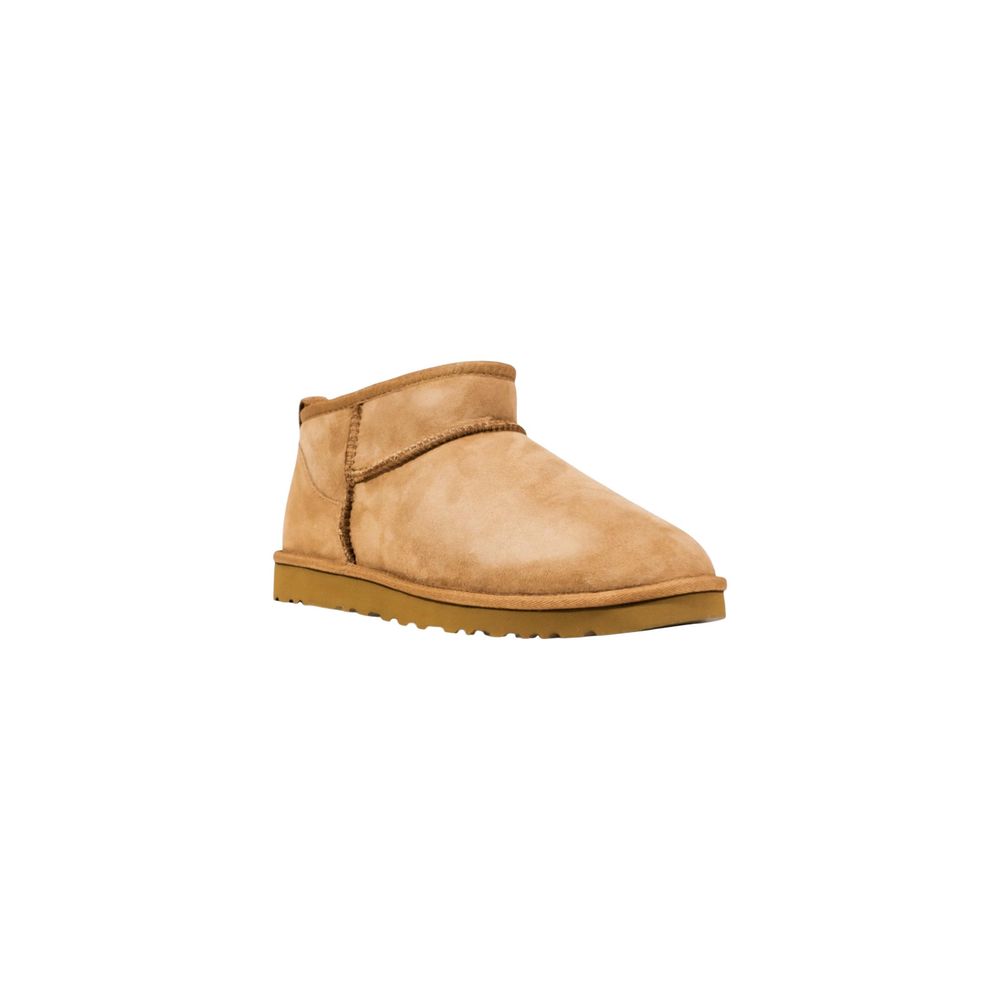 UGG Beige Leather Classic Ultra Mini Ankle Boots