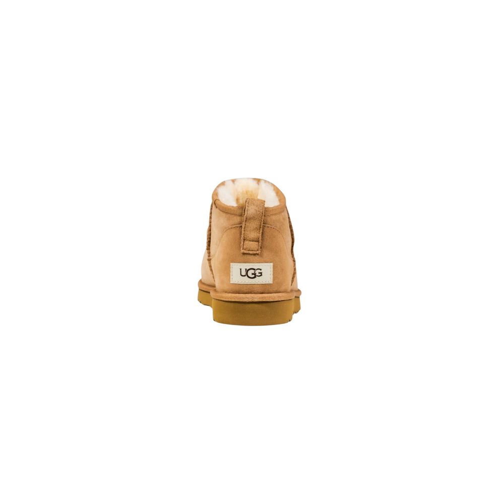 UGG Beige Leather Classic Ultra Mini Ankle Boots