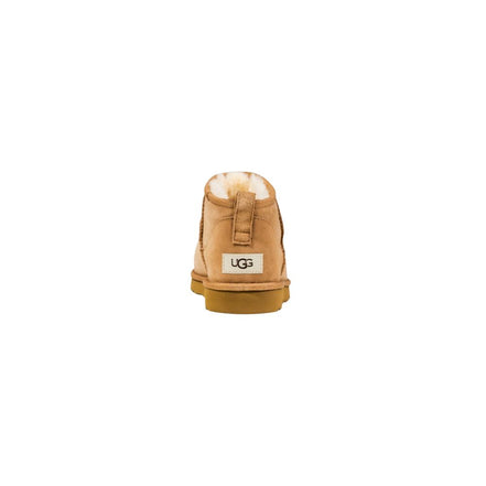 UGG Beige Leather Classic Ultra Mini Ankle Boots