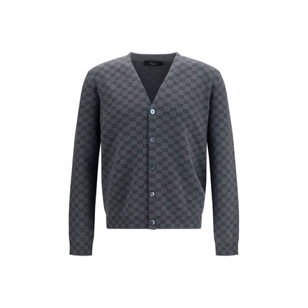 Gucci Gray GG Print Wool Cardigan