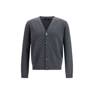 Gucci Gray GG Print Wool Cardigan