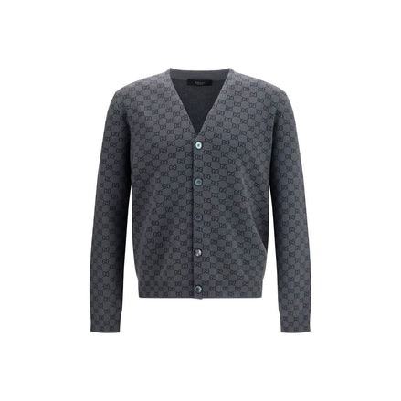 Gucci Gray GG Print Wool Cardigan