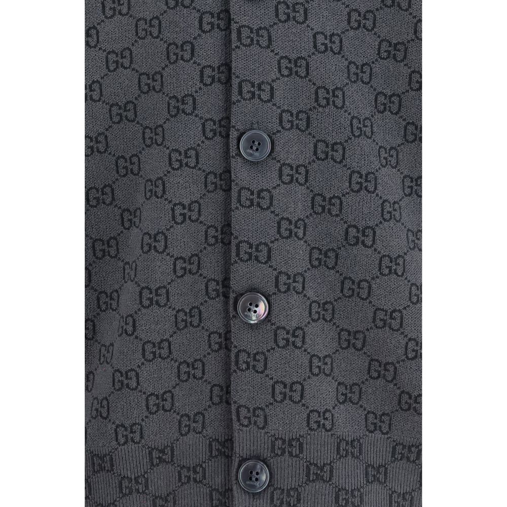 Gucci Gray GG Print Wool Cardigan