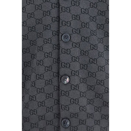Gucci Gray GG Print Wool Cardigan
