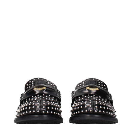 Miu Miu Black Leather Slip-On Loafers