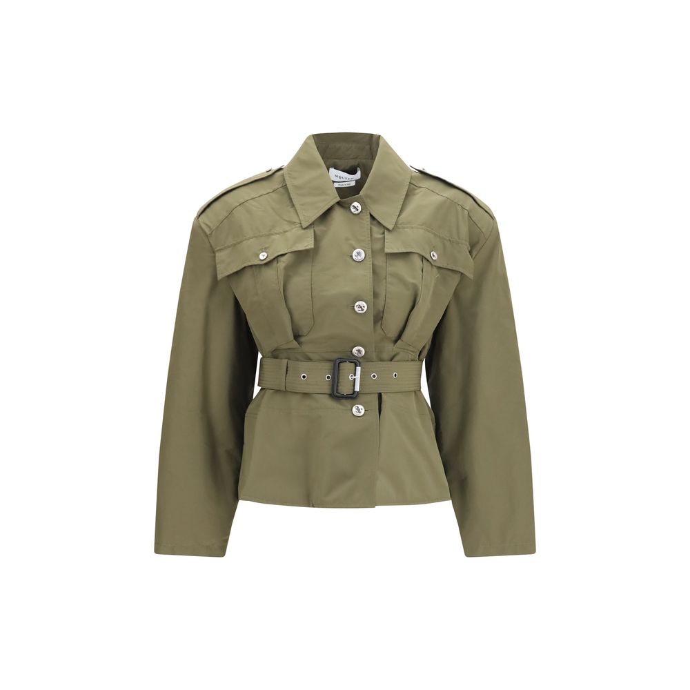 Alexander McQueen Bicolor Cotton Cropped Belted Jacket