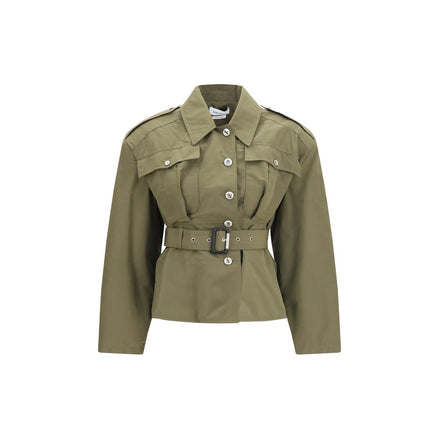 Alexander McQueen Bicolor Cotton Cropped Belted Jacket