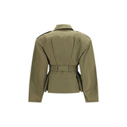 Alexander McQueen Bicolor Cotton Cropped Belted Jacket