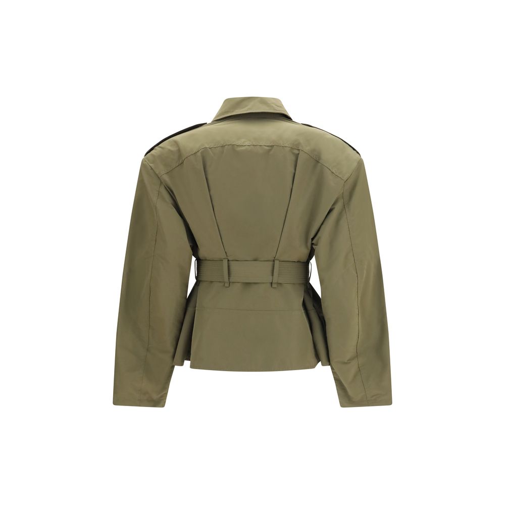 Alexander McQueen Bicolor Cotton Cropped Belted Jacket