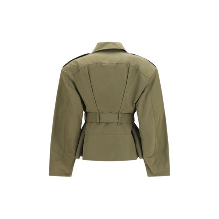 Alexander McQueen Bicolor Cotton Cropped Belted Jacket