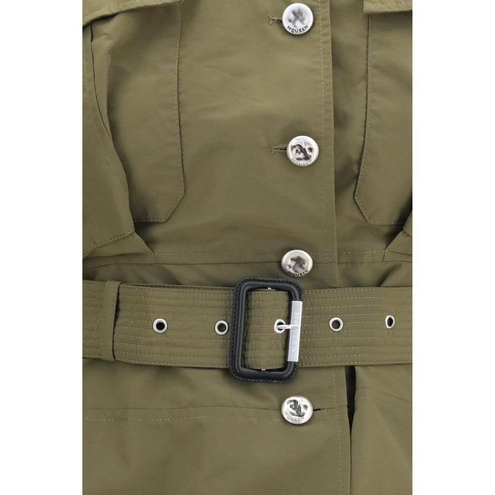 Alexander McQueen Bicolor Cotton Cropped Belted Jacket
