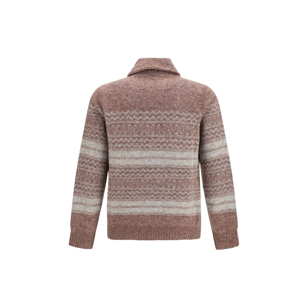 Brunello Cucinelli Bordeaux Alpaca Cardigan