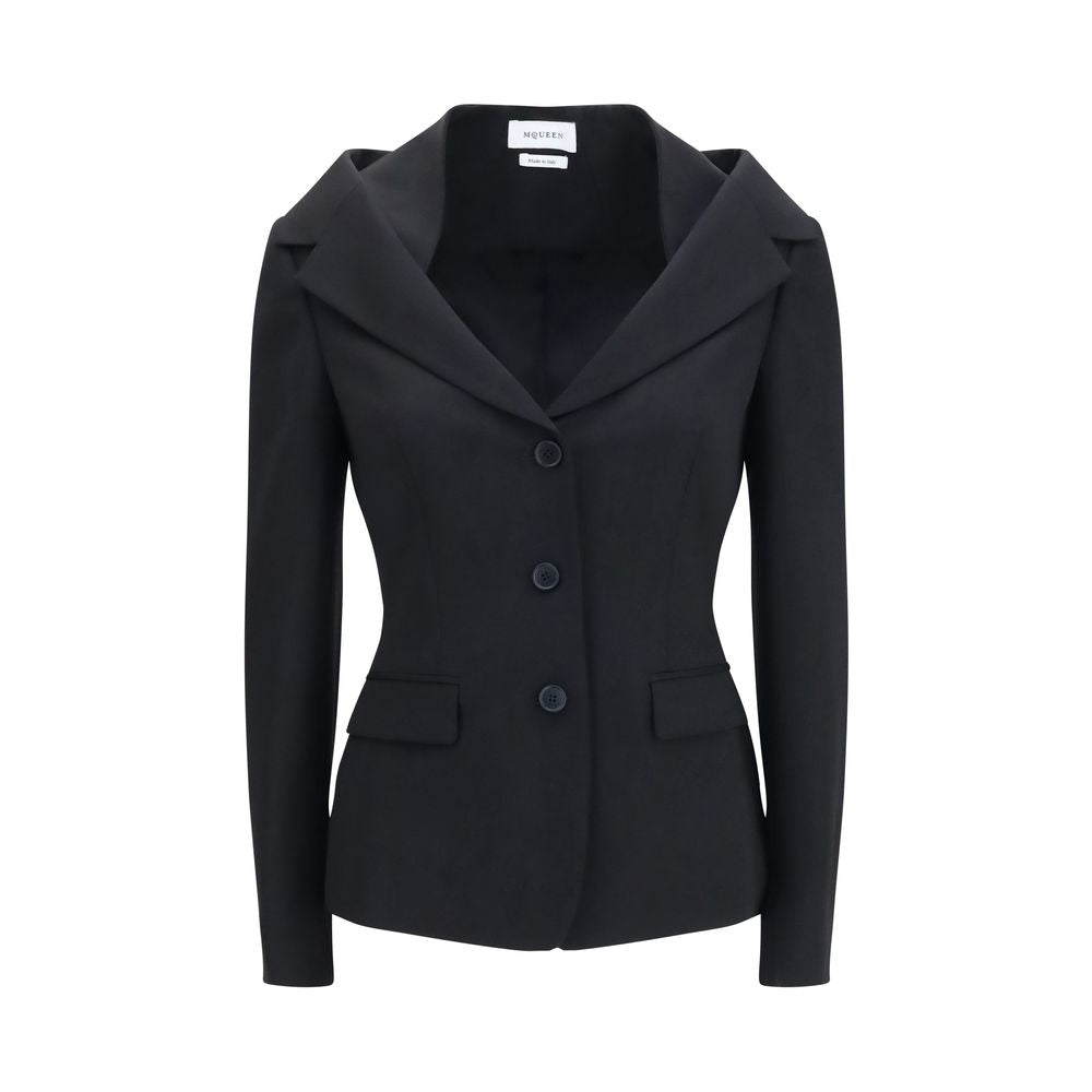 Alexander McQueen Black Wool Full-Length Jacket