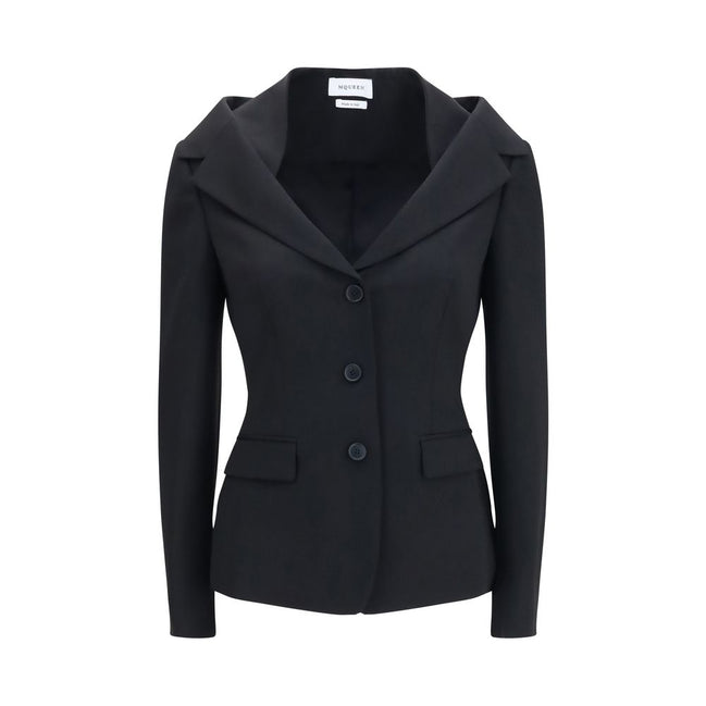 Alexander McQueen Black Wool Full-Length Jacket
