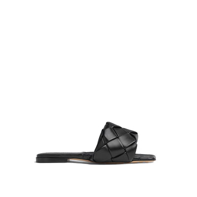 Bottega Veneta Black Leather Flat Sandals