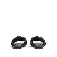 Bottega Veneta Black Leather Flat Sandals