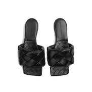 Bottega Veneta Black Leather Flat Sandals