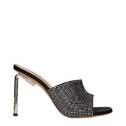 Off-White Black Satin Stiletto Heel Sandals
