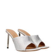 Off-White Grey Satin Stiletto Heel Sandals