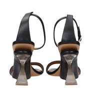 Off-White Black Leather Stiletto Heel Sandals
