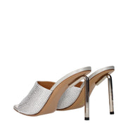 Off-White Grey Satin Stiletto Heel Sandals