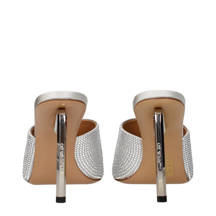 Off-White Grey Satin Stiletto Heel Sandals