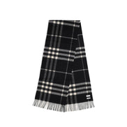 Burberry Black Embroidered Check Cashmere Scarf