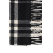 Burberry Black Embroidered Check Cashmere Scarf