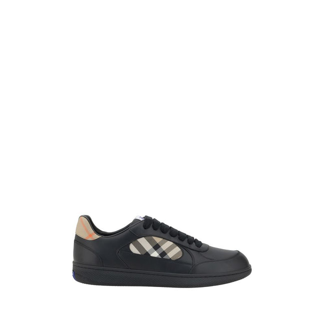 Burberry Black Leather Check Low Top Sneakers