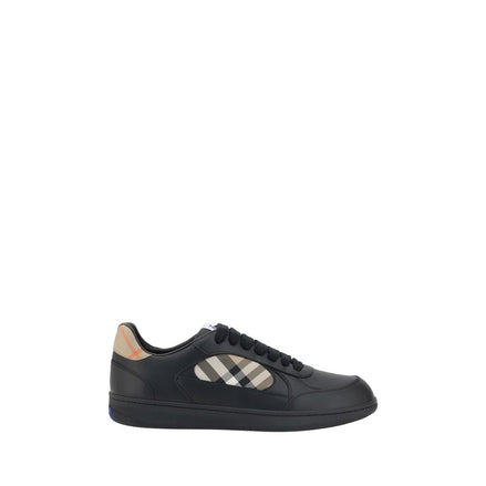 Burberry Black Leather Check Low Top Sneakers