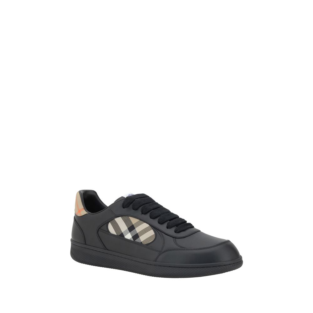 Burberry Black Leather Check Low Top Sneakers