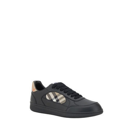 Burberry Black Leather Check Low Top Sneakers
