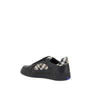 Burberry Black Leather Check Low Top Sneakers